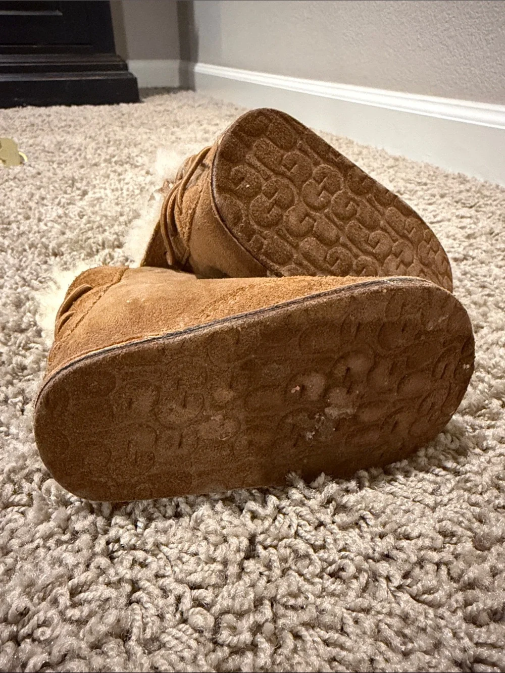 UGG Baby Chestnut Suede Shearling Booties